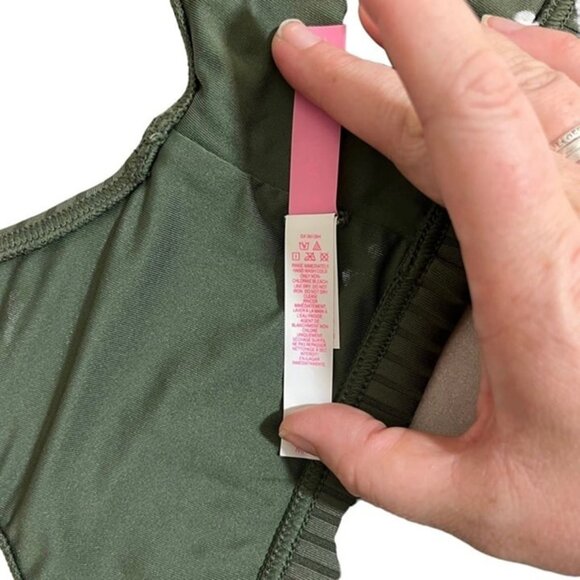 Victoria's Secret swim top M khaki green bikini swim top front open - Picture 6 of 8